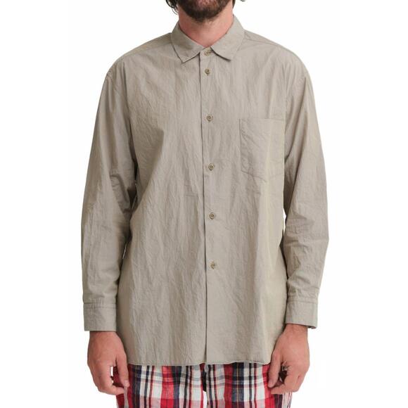 NEW SAGE DE CRET women's crinkle typewriter regular collar shirt in gray - Picture 1 of 1